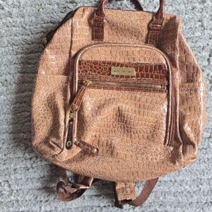 Samantha Brown Tan Croc-Embossed Mini Backpack